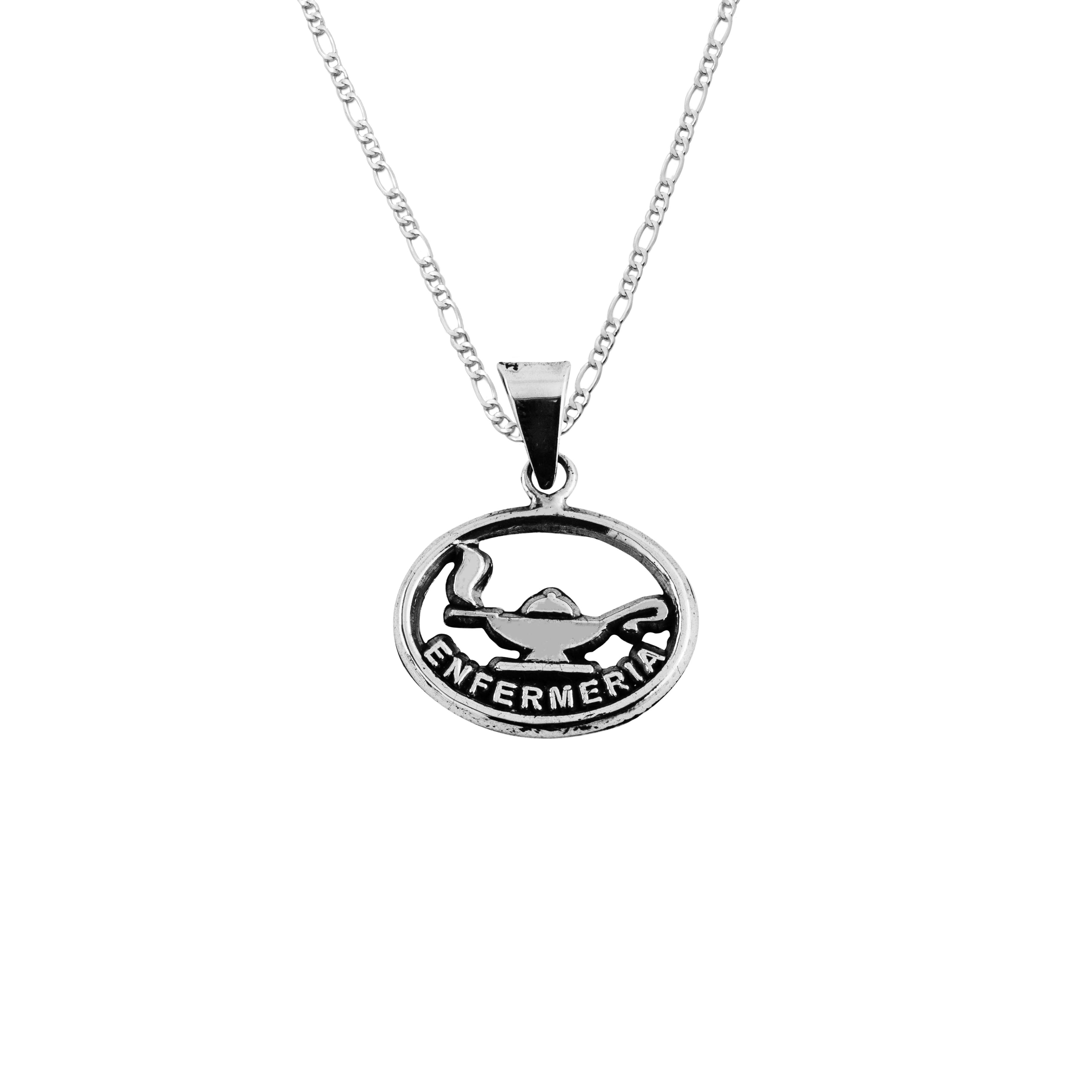 Dije De Plata 925 Simbolo De Enfermeria con cadena