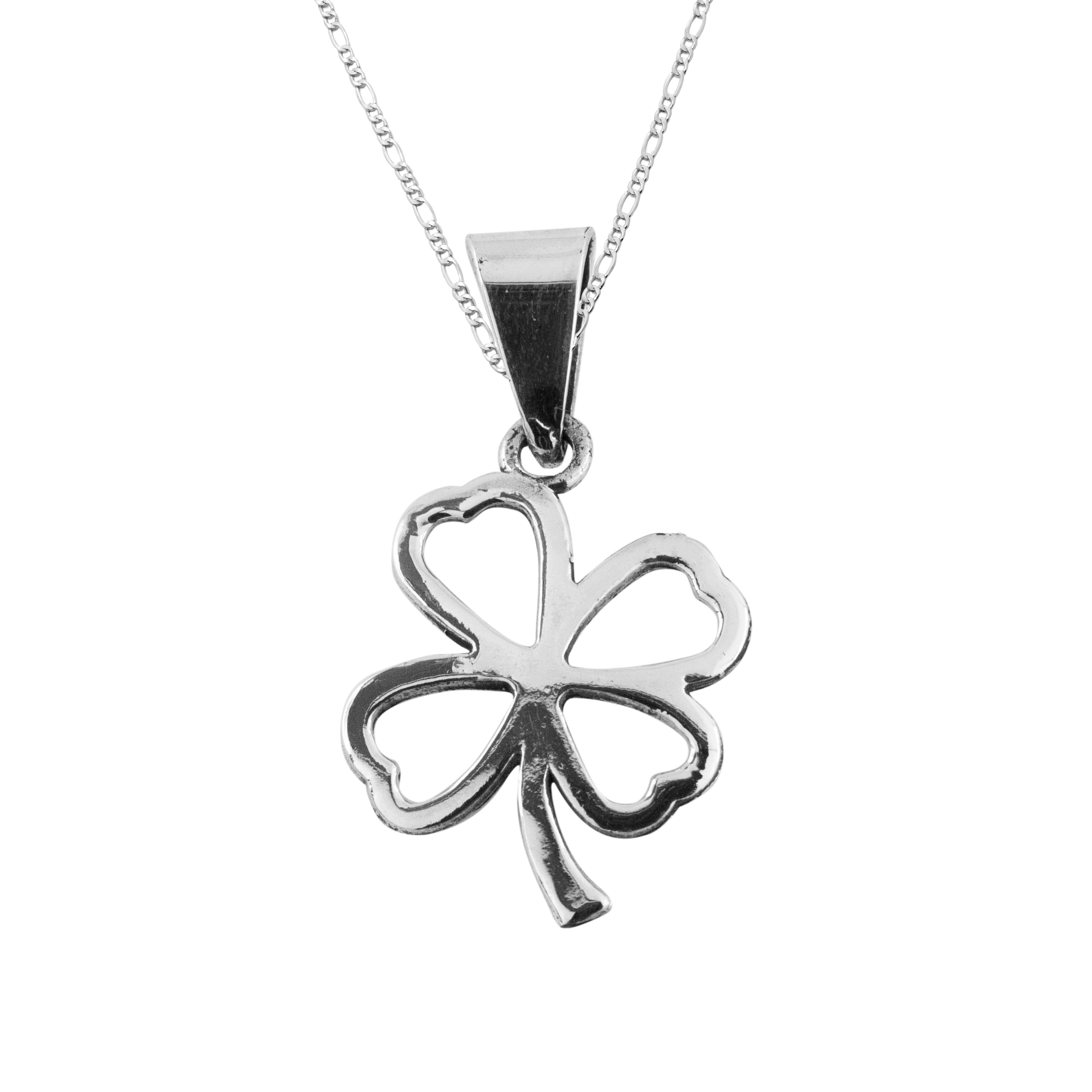 Dije De Plata 925 Hoja De Trebol Silueta con cadena
