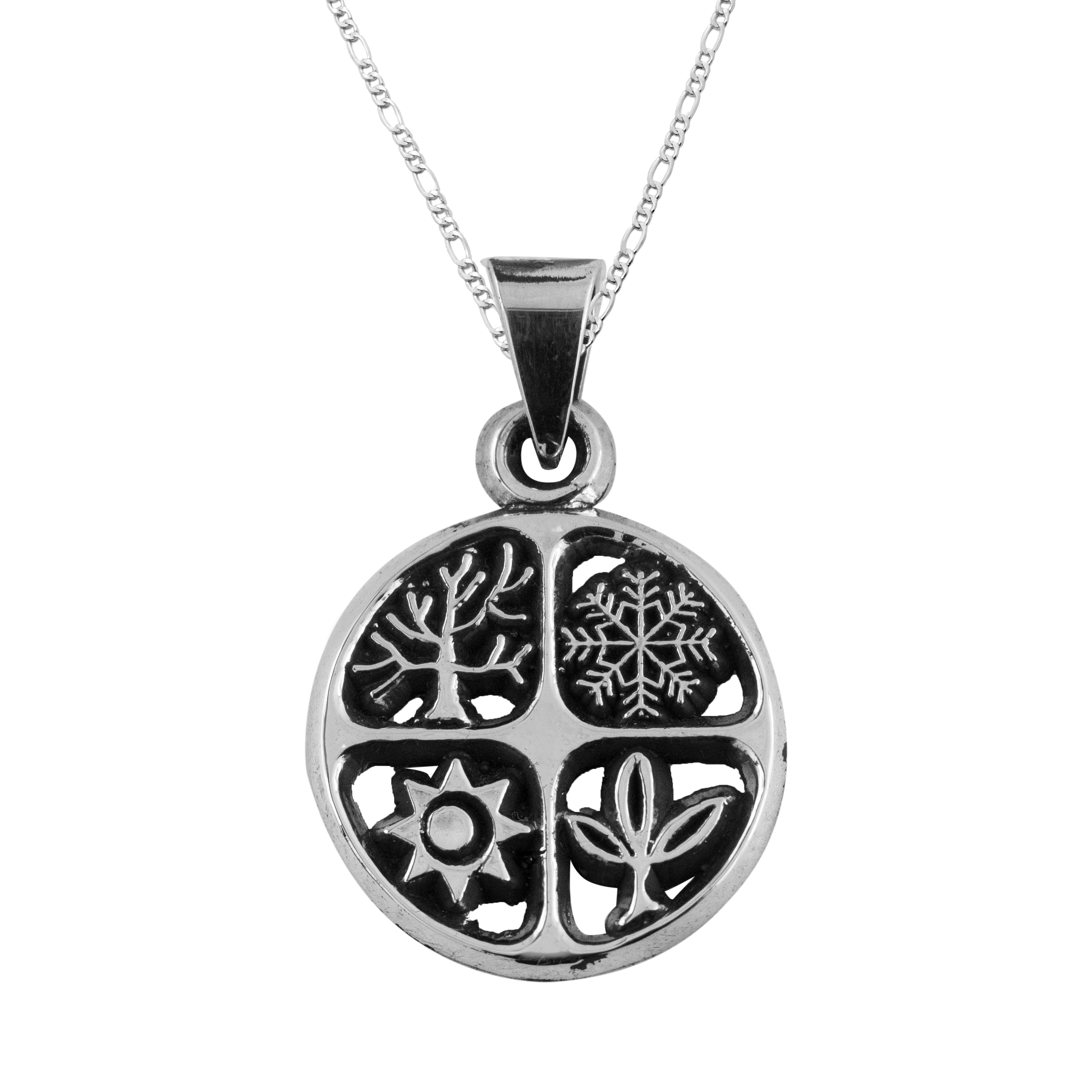 Dije De Plata Las Cuatro Estaciones De La Vida con cadena