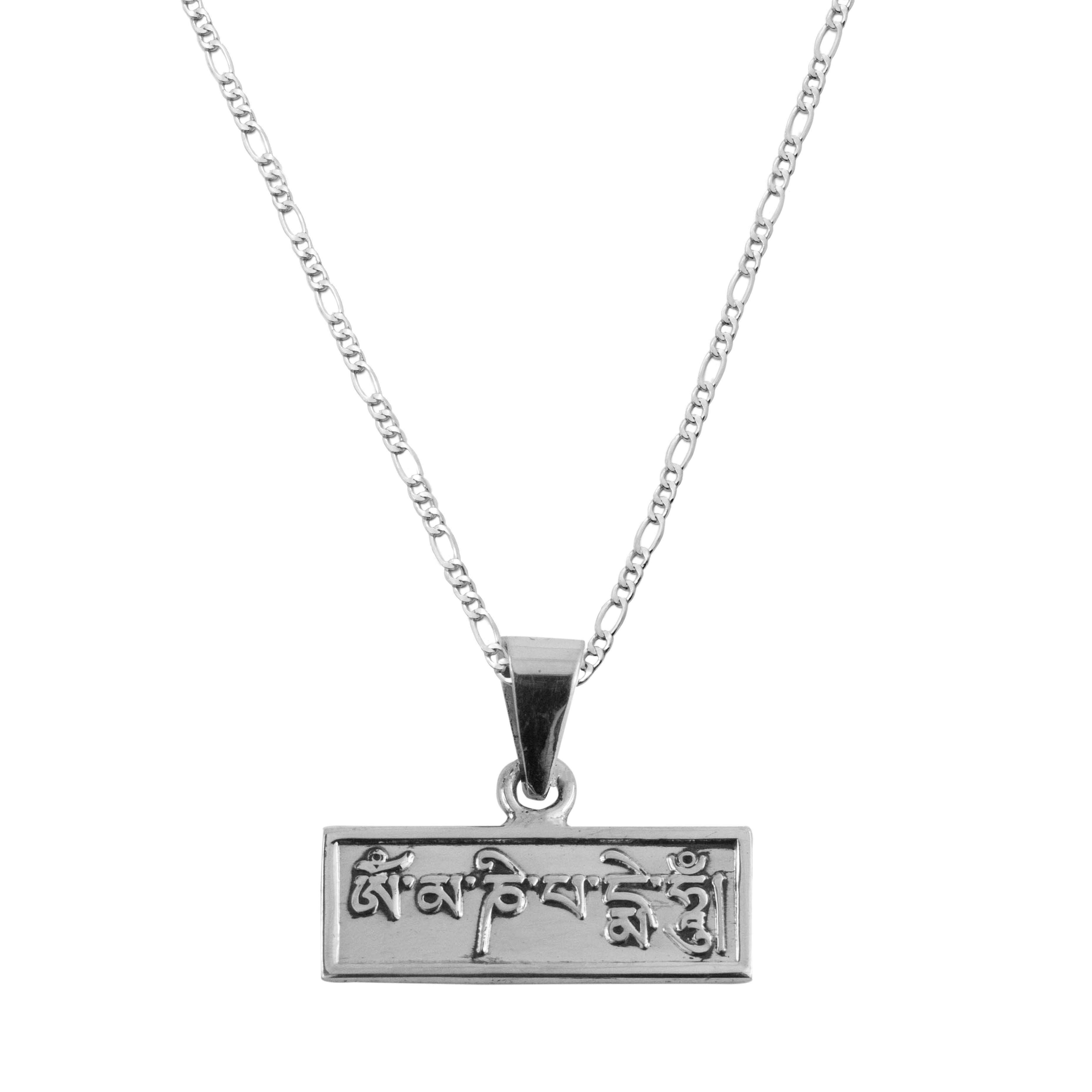 Dije De Plata Placa Mantra Om Mani Padme Hum con Cadena