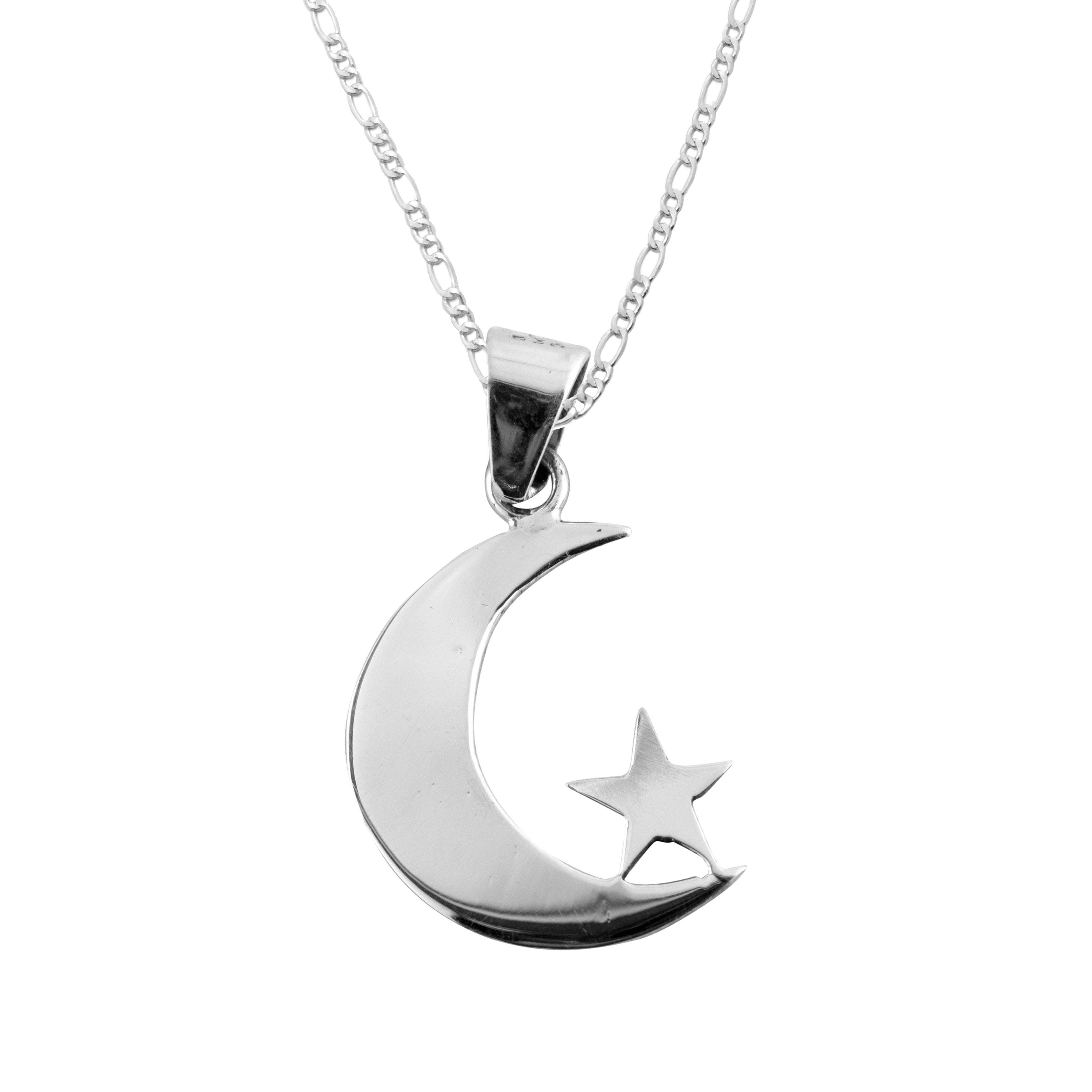 Dije De Plata Luna Y Estrella con cadena