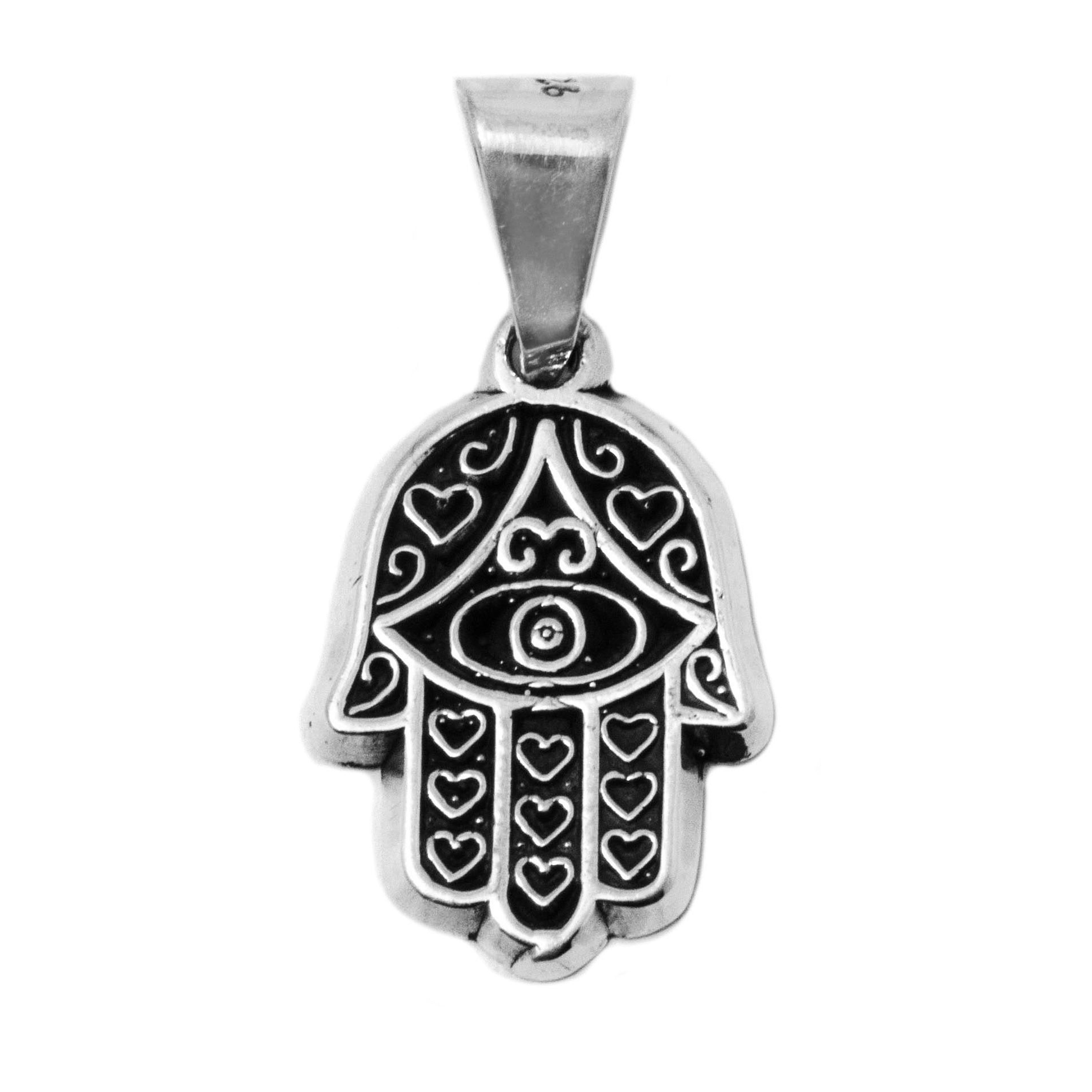 Dije De Plata Mano De Fatima Con Corazones