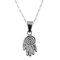 Dije De Plata Mano De Fatima Centro Del Universo con cadena