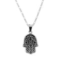 Dije De Plata .925 Mano De Fatima Grande de corazones con cadena