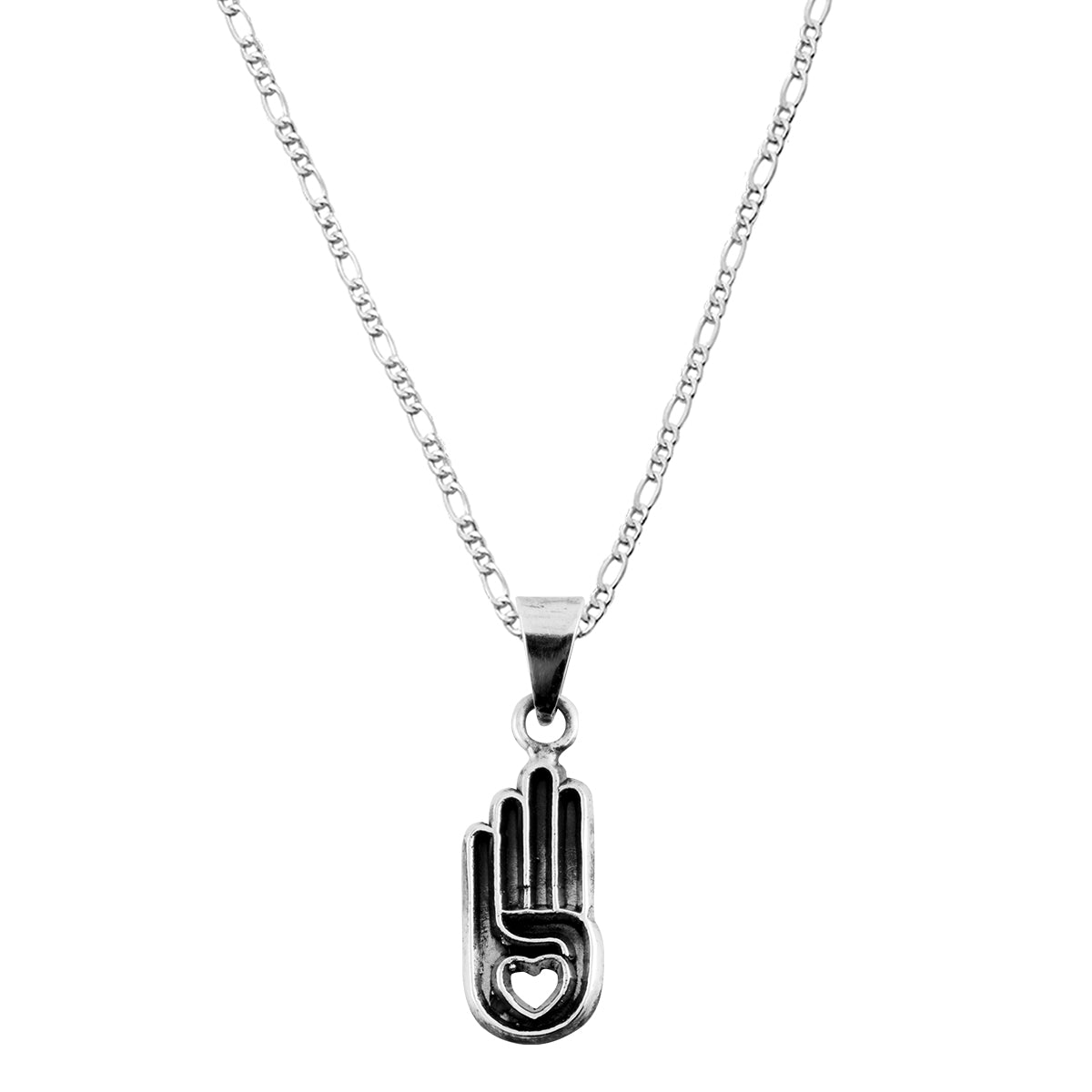 Dije Plata 925 Simbolo Mano 4 Dedos con Cadena